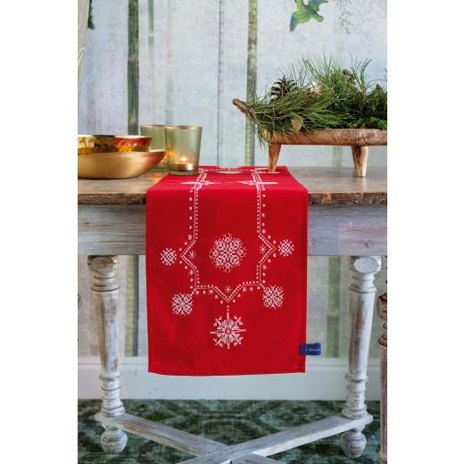 Vervaco Verachtert - Läufer bedruckt Weiße Weihnachtssterne (Stickpackung)