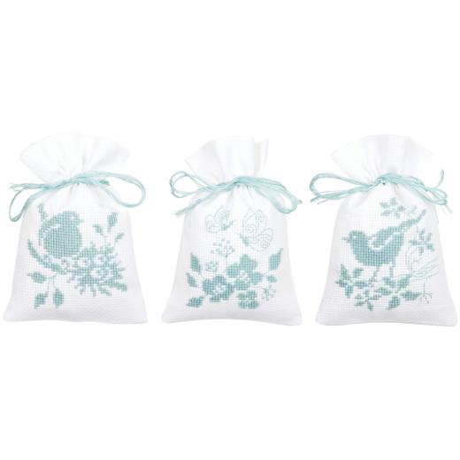 Vervaco Stickpackung - Geschenksäckchen Vögel 3er-Set