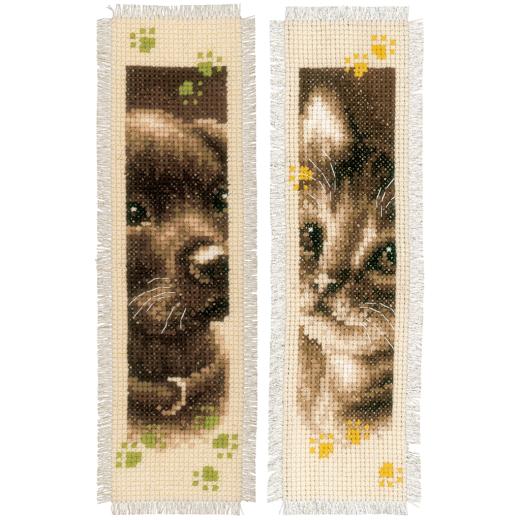 Vervaco Verachtert - Lesezeichen Katze & Hund 2er-Set