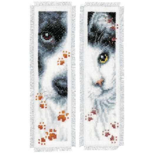 Vervaco Stickpackung - Lesezeichen Hund & Katze 2er-Set