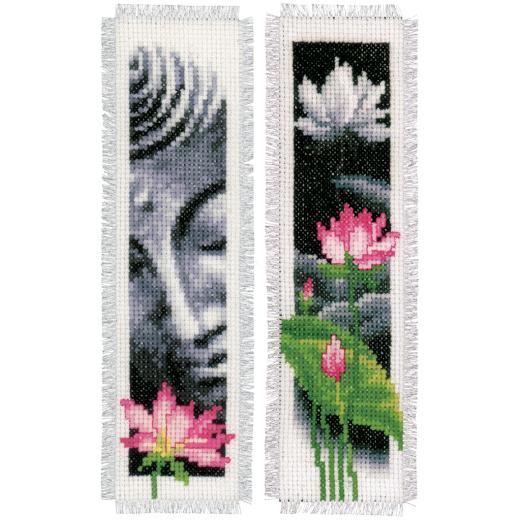 Vervaco Stickpackung - Lesezeichen Buddha & Lotus 2er-Set