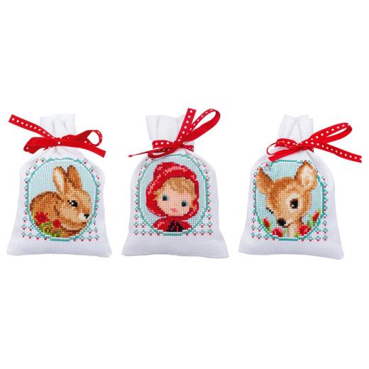 Vervaco Stickpackung - Geschenksäckchen Märchen 3er-Set