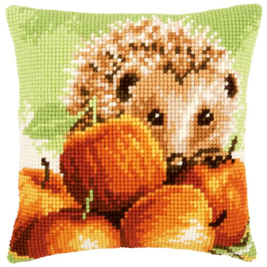 Igel mit Äpfeln - Kreuzstichkissen Vervaco Verachtert (Stickkissen)