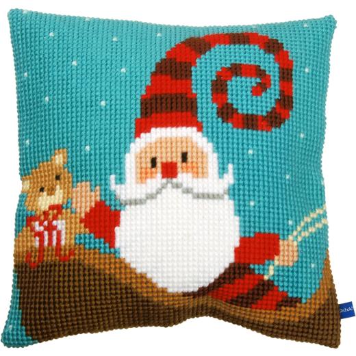 Vervaco Verachtert - Kreuzstichkissen Lustiger Weihnachtsmann