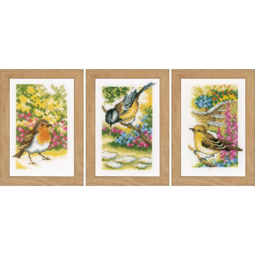 Vervaco Verachtert - Stickbilder Miniaturen Vögel 3er-Set