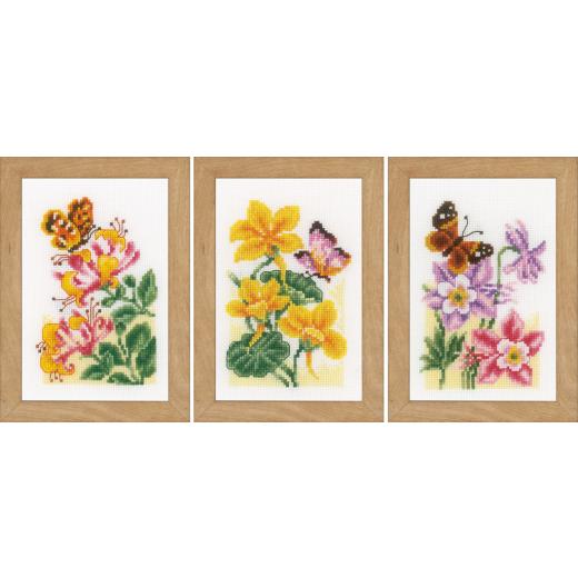 Vervaco Verachtert - Stickbilder Miniaturen Schmetterlinge 3er-Set