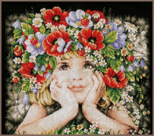 Lanarte - Girl with flowers (Stickpackung)