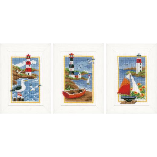 Vervaco Verachtert - Stickbilder Miniaturen Leuchttürme 3er-Set