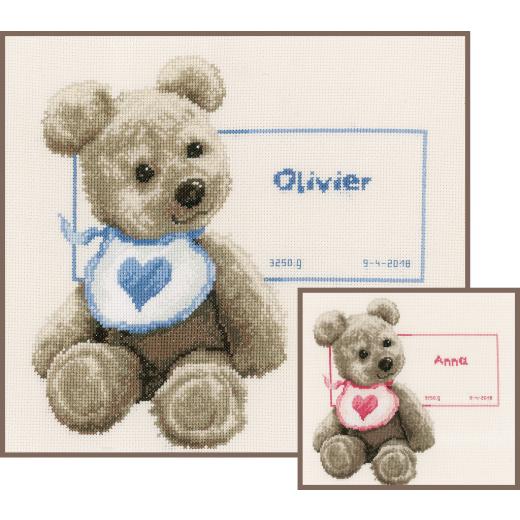 Vervaco Verachtert - Geburtsbild Teddy mit Lätzchen