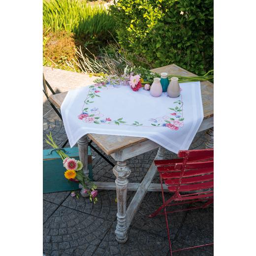 Vervaco Verachtert - Tischdecke Blumen & Schmetterlinge bedruckt