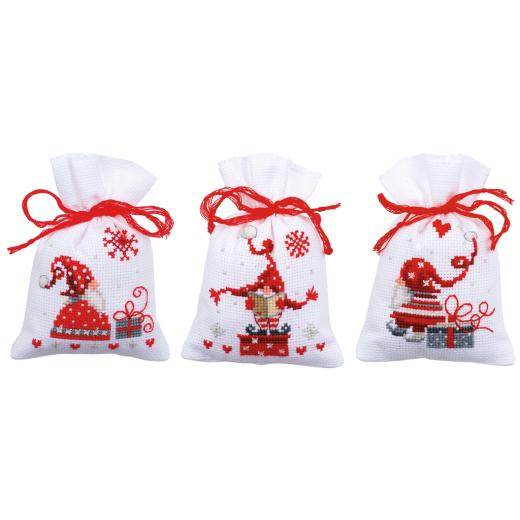 Vervaco Verachtert - Geschenksäckchen Weihnachtswichtel 3er-Set