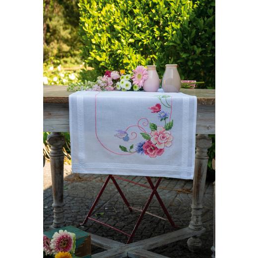 Vervaco Verachtert - Läufer Blumen & Schmetterlinge bedruckt