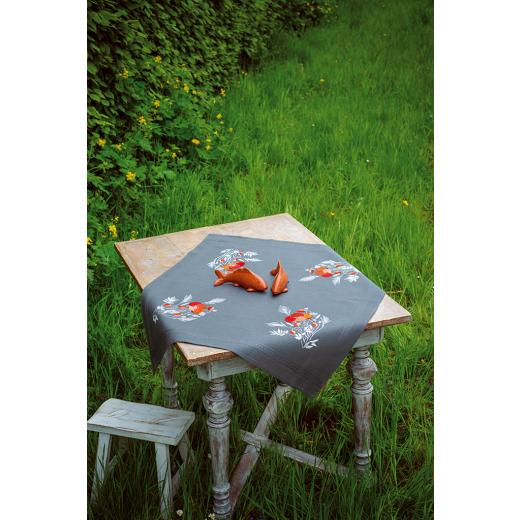 Vervaco Stickpackung - Tischdecke Mohnblumen bedruckt