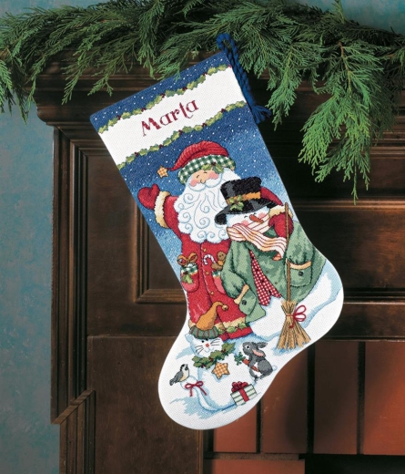 Dimensions Stickpackung - Stocking Santa and Snowman