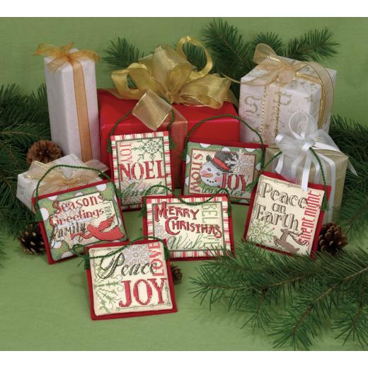 Stickpackung Dimensions - Ornament Christmas Sayings 6er-Set