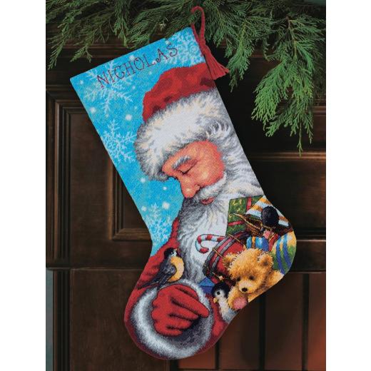 Stickpackung Dimensions - Santa and Toys Stocking
