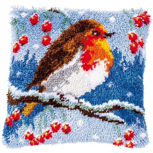 Knüpfkissen Verachtert/Vervaco - Rotkehlchen im Winter