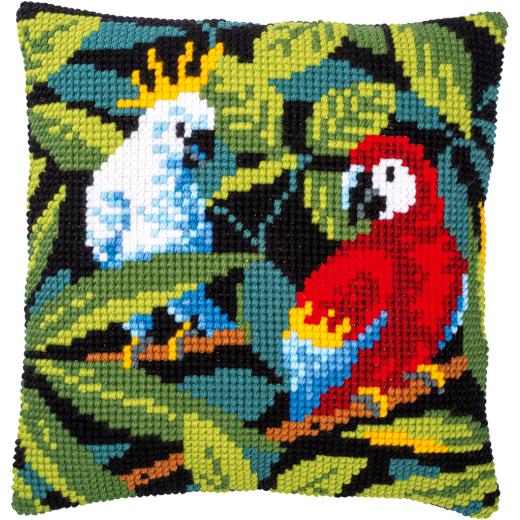 Tropische Vögel - Kreuzstichkissen Vervaco Verachtert (Stickkissen)