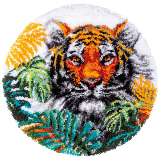 Knüpfteppich Verachtert/Vervaco - Tiger in Dschungelblättern
