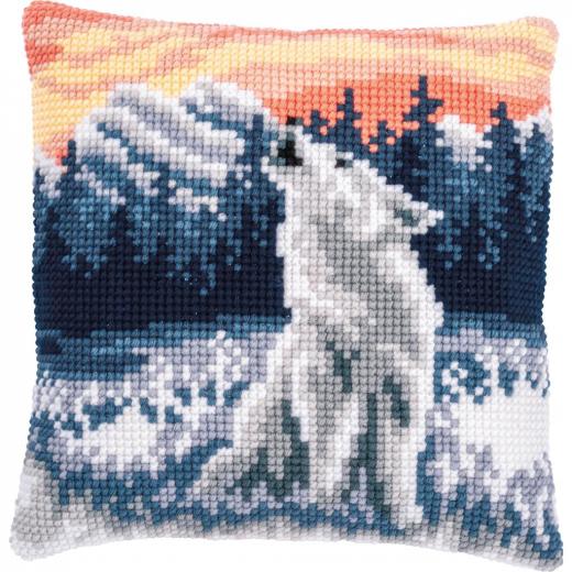 Vervaco Verachtert - Kreuzstichkissen Wolf im Winter