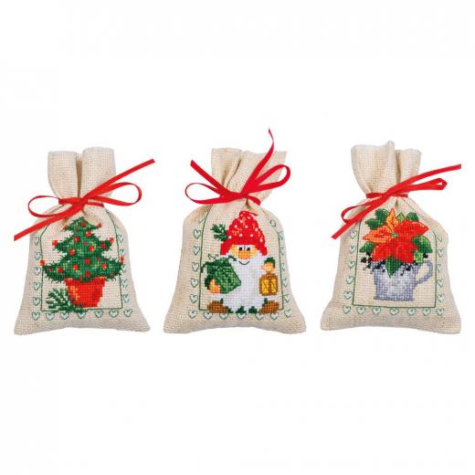Vervaco Stickpackung - Geschenksäckchen Weihnachten 3er-Set
