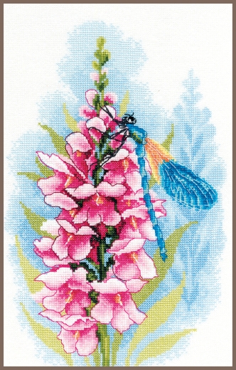 Lanarte Stickpackung - Blumen & Libelle