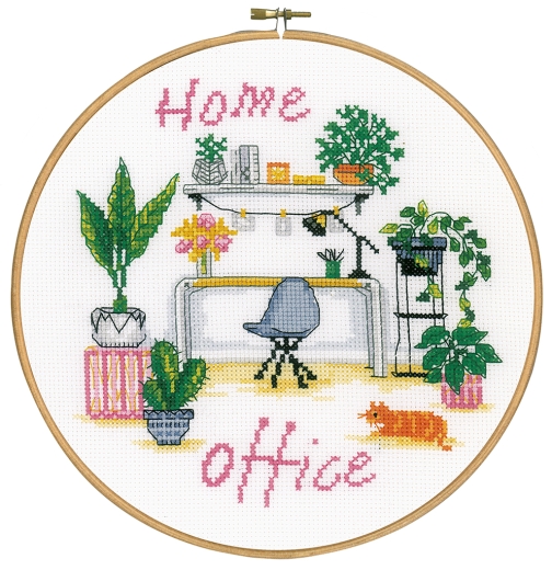 Vervaco Verachtert - Stickbild Home Office mit Stickring