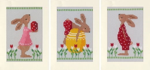 Vervaco Verachtert - Passepartoutkarten Osterhasen 3er-Set