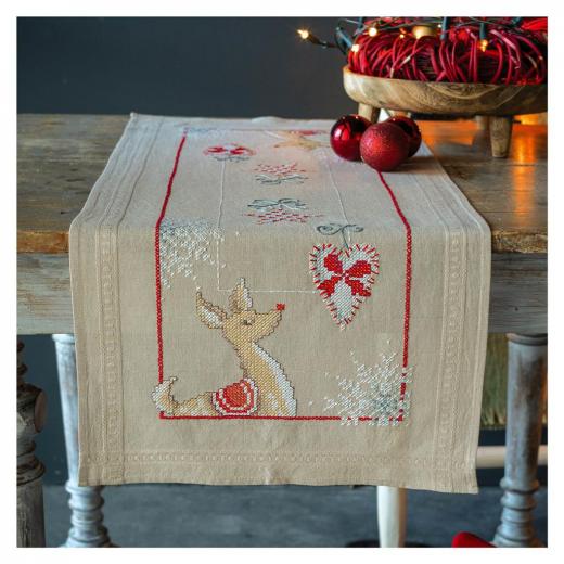 Vervaco Verachtert - Läufer bedruckt Rentiere und Weihnachten (Stickpackung)