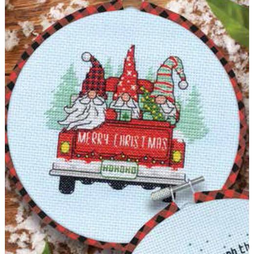 Dimensions - Red Truck Gnomes mit Stickring - Ausverkauf