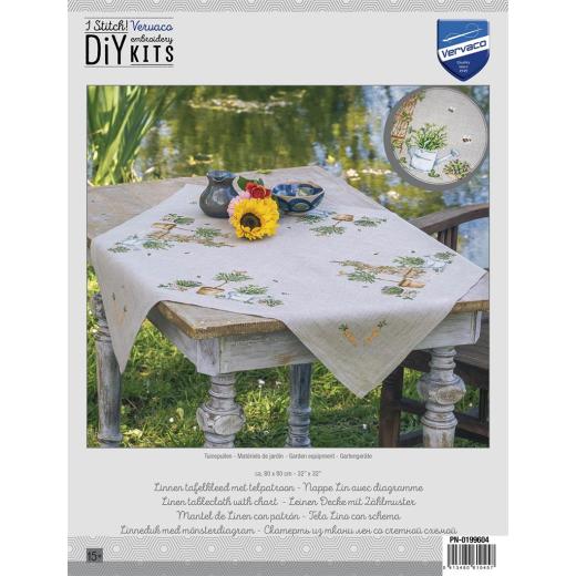 Vervaco - Tischdecke Leinen Gartengeräte - Ausverkauf