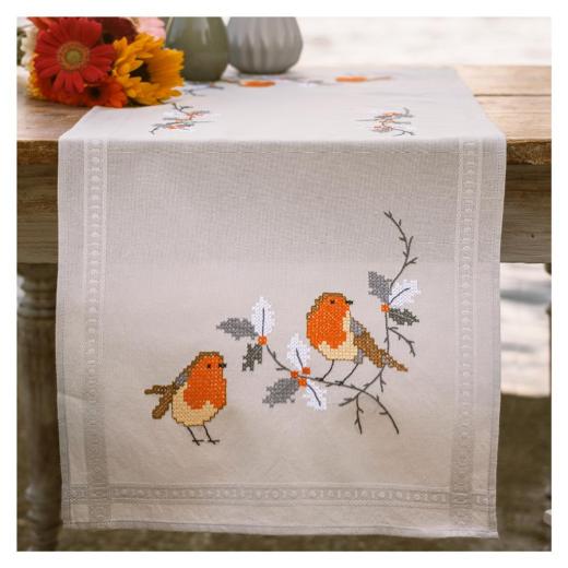 Läufer Rotkehlchen bedruckt - Vervaco Verachtert (Stickpackung)