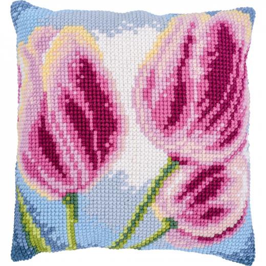 3 Tulpen - Kreuzstichkissen Vervaco Verachtert (Stickkissen)