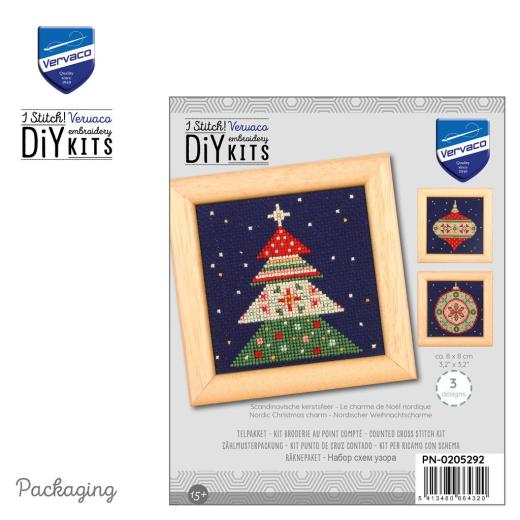 Stickpackung Vervaco - Miniaturbilder Nordic Christmas Charm 3er-Set