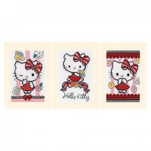 Vervaco Stickpackung - Grußkarten Hello Kitty Cuteness 3er-Set