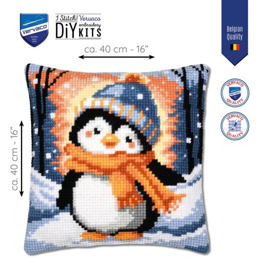 Stickpackung Vervaco - Kreuzstichkissen Der frierende kleine Pinguin