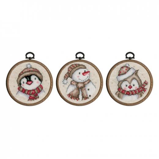 Vervaco Verachtert - Stickbilder Winterfiguren 3er-Set mit Rahmen