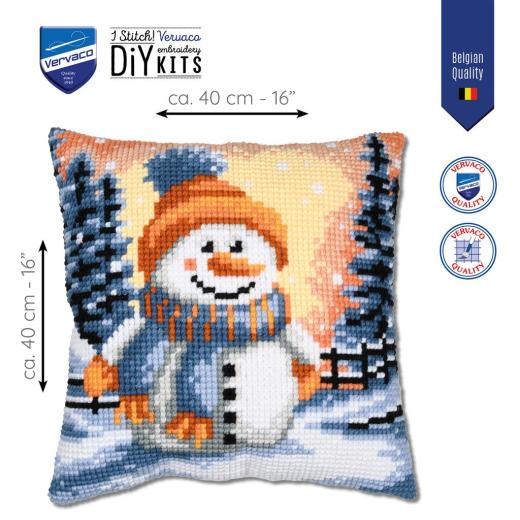 Stickpackung Vervaco - Kreuzstichkissen Der frierende Schneemann