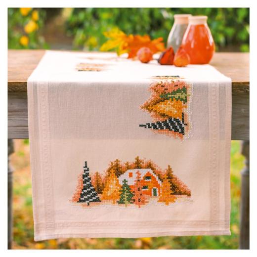 Läufer Winterdorf bedruckt - Vervaco Verachtert (Stickpackung)