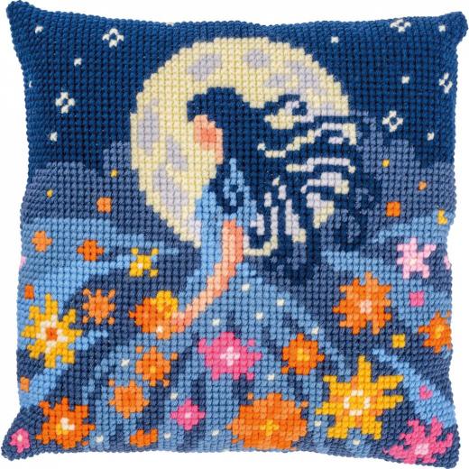 Mädchen mit dem Mond - Kreuzstichkissen Vervaco Verachtert (Stickkissen)