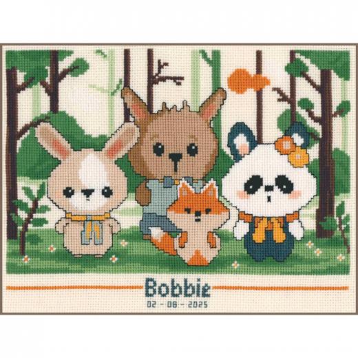 Geburtsbild Panda und Freunde (Stickpackung) - Vervaco Verachtert