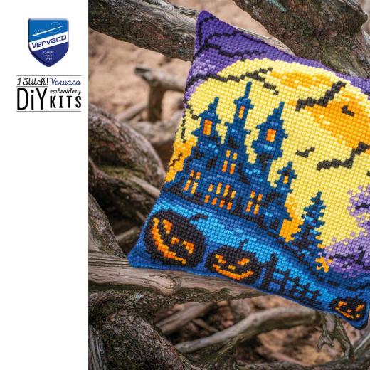 Stickpackung Vervaco - Kreuzstichkissen Halloween scene