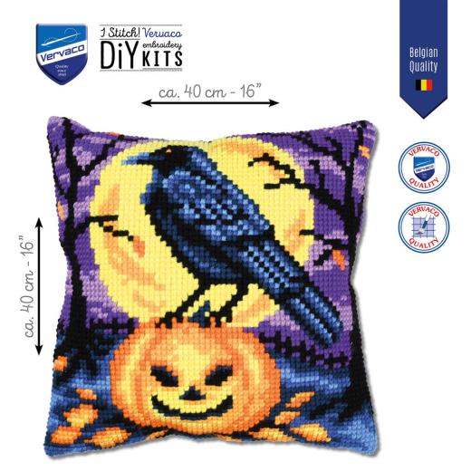 Stickpackung Vervaco - Kreuzstichkissen Halloween crow