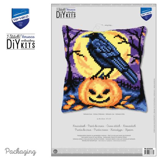 Stickpackung Vervaco - Kreuzstichkissen Halloween crow