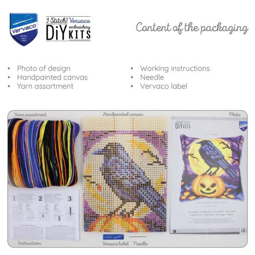 Stickpackung Vervaco - Kreuzstichkissen Halloween crow