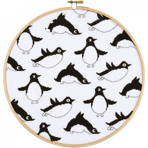 Eva Mouton Pinguine mit Stickring (Stickpackung) - Vervaco Verachtert