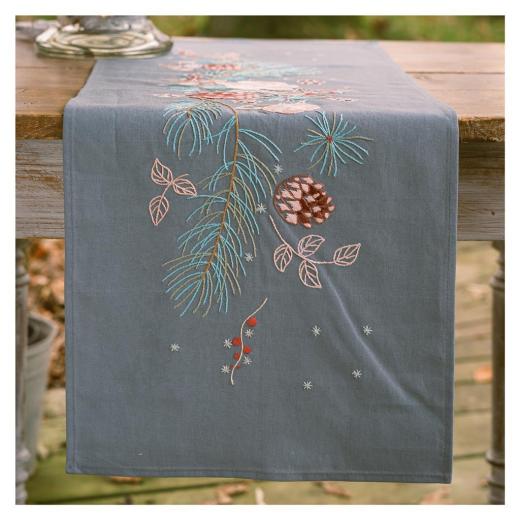 Läufer Weihnachtsrosen bedruckt - Vervaco Verachtert (Stickpackung)