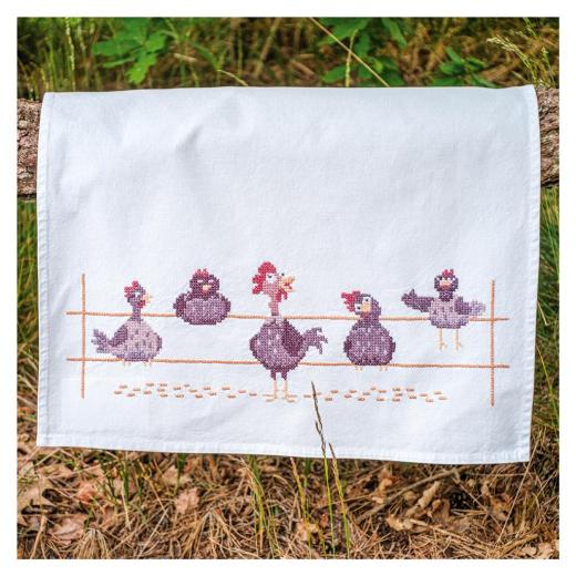Geschirrtuch Lustige Hühner - Vervaco Verachtert (Stickpackung)