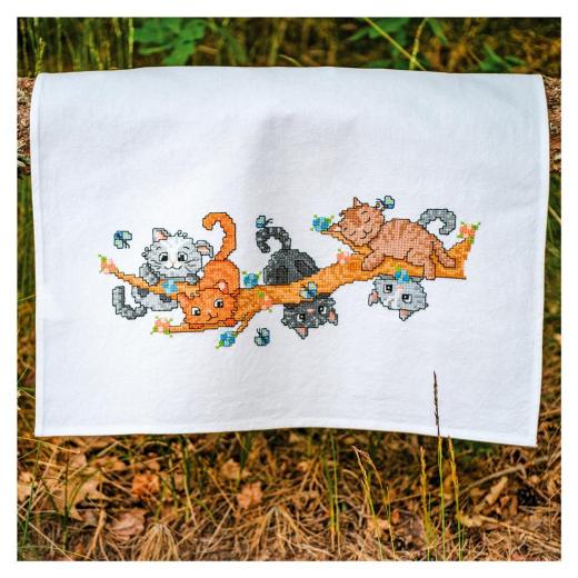 Geschirrtuch Spielende Kätzchen - Vervaco Verachtert (Stickpackung)