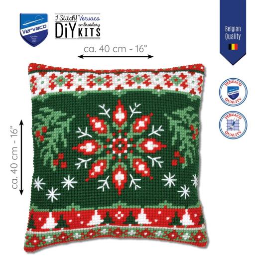 Stickpackung Vervaco - Kreuzstichkissen Nordic Evergreeen Snowflake